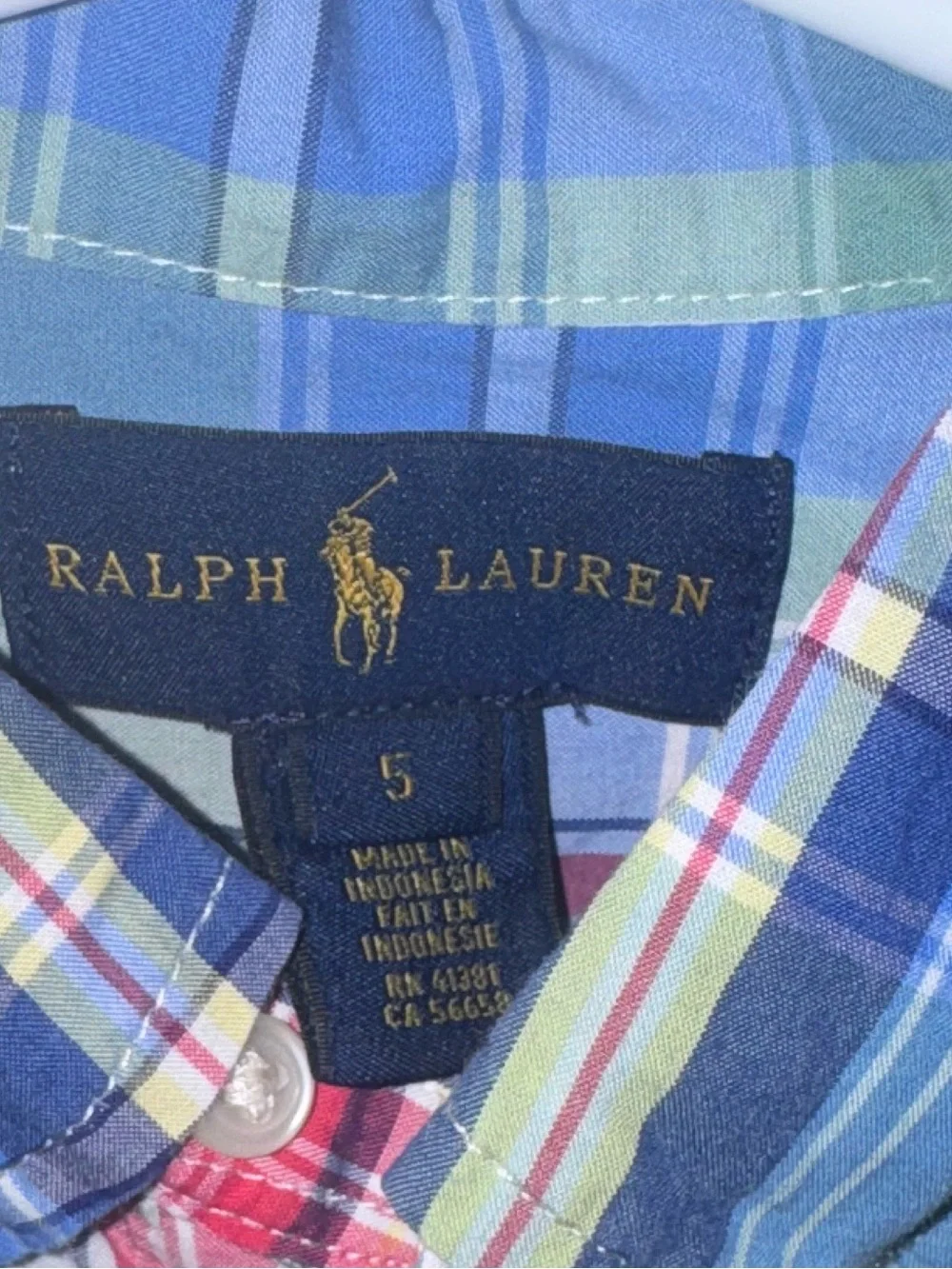 Ralph Lauren Boys Plaid Button Down Shirt Size 5